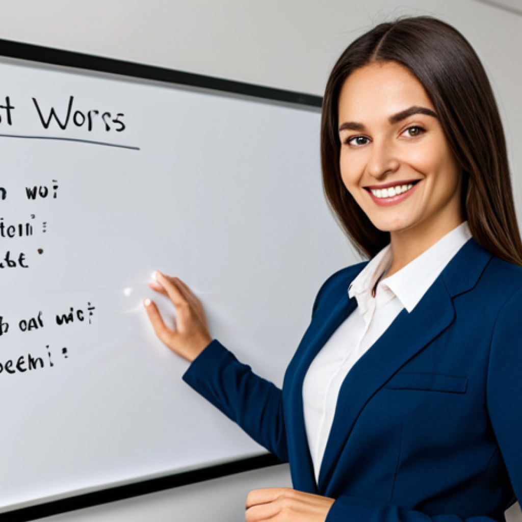 Overcoming Imposter Syndrome**
"A confident professional, fully clothed in business attire, stands in a bright, modern office, looking directly at the viewer with a warm smile. Behind her, a whiteboard displays positive affirmations and a list of completed tasks. Safe for work, appropriate content, perfect anatomy, correct proportions, well-formed hands, natural pose, professional."
**